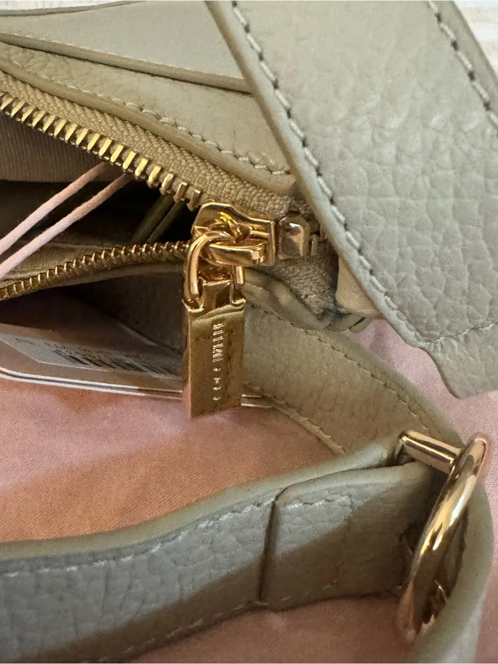 Coccinelle  Italian  Leather Crescent Shoulder Bag in Light Gray